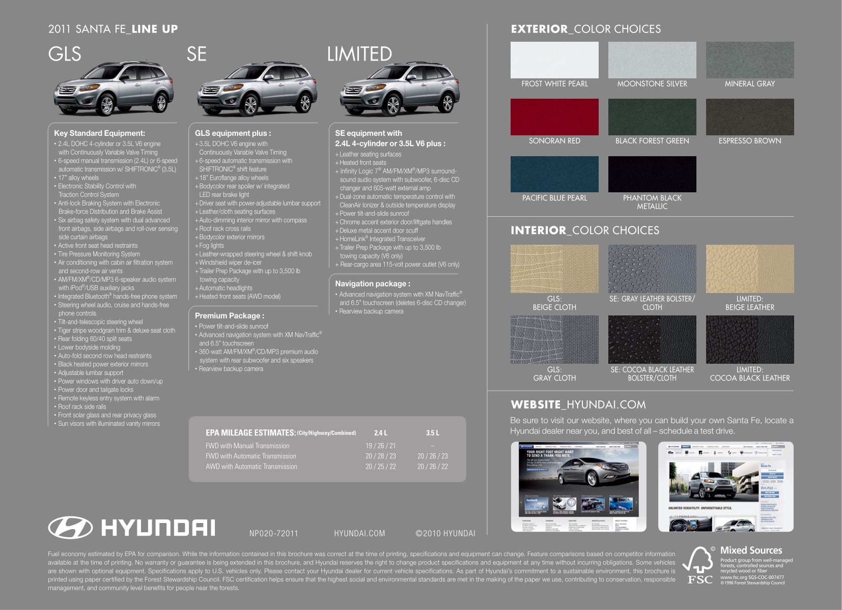 2011 Hyundai SantaFe Brochure Page 2